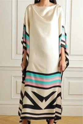 Beige Geometric Kaftan Kaftan