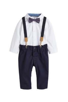 Boys Formal White  Suspenders Bow Tie Set Baby Boy's Cloth