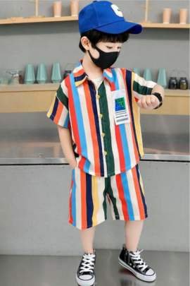 Casual king stripped shirt and short set for toddler