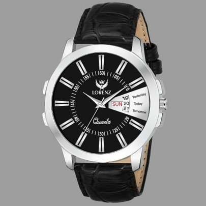 Lorenz Watch Black Dial Watch Day and Date for Men