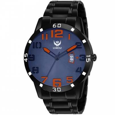 Lorenz Watch Casual Black Chain Blue Dial Analog Watch for Men