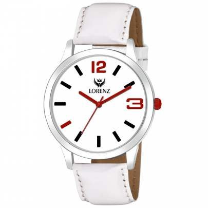 Lorenz Watch Casual White Dial & Strap Analog Watch for Men