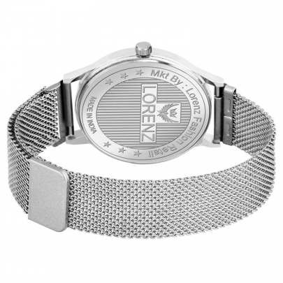 Lorenz Watch Silver Analog (Classy Wired Mesh Megnet Band ) Ultra Slim Watch for Men’s & Boys 