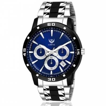 Lorenz Watch Two Tone Chain & Blue dial Watch for Men