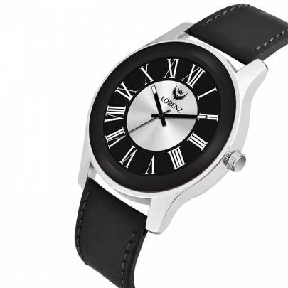 Lorenz Watch Two Tone Dial & Black Leather Strap Analogue Watch for Men  