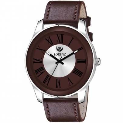 Lorenz Watch Two Tone Dial & Brown Leather Strap Analogue Watch for Men 