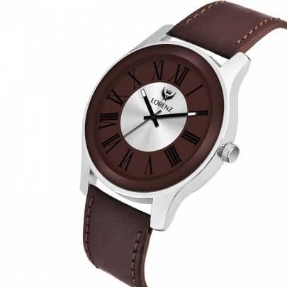 Lorenz Watch Two Tone Dial & Brown Leather Strap Analogue Watch for Men 