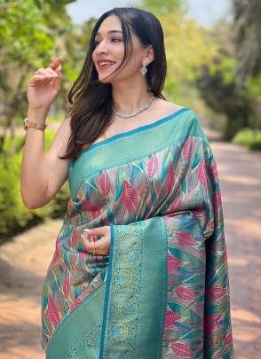 Sky Blue Kanchi Pattu Silk Traditional Wear Weaving Saree