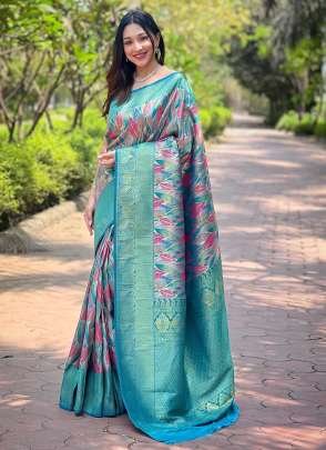 Sky Blue Kanchi Pattu Silk Traditional Wear Weaving Saree Saree