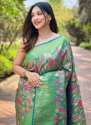 Teal Green Kanchi Pattu Silk Traditional Wear Weaving Saree